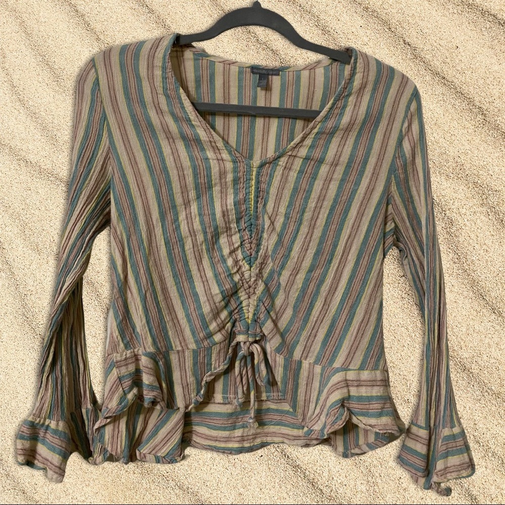 Striped ruffle blouse